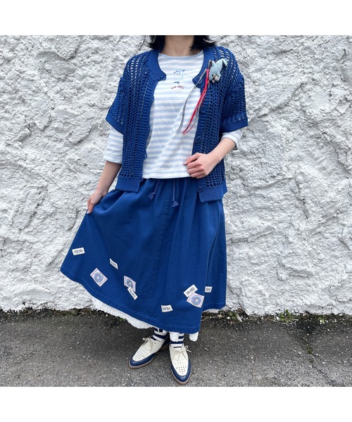 超美品 PINK HOUSE ピンクハウス デニム ジャンパースカートワッペン ひな菊ワッペン使いダンガリージャンパースカート｜ピンクハウス