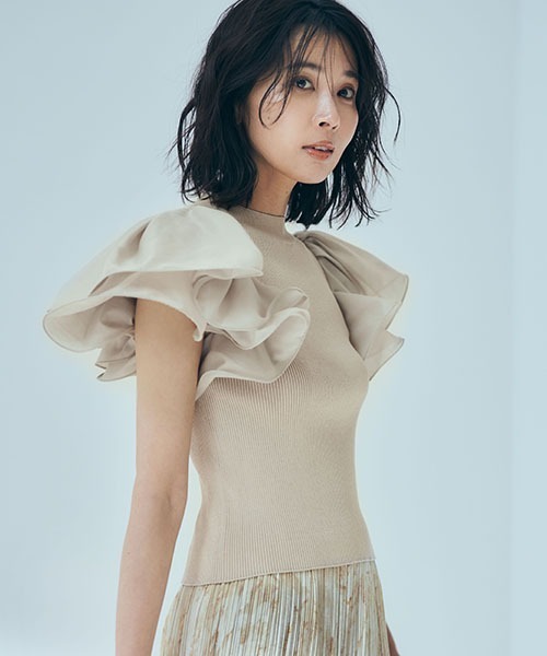 「FRAY I.D」 半袖ニット FREE ベージュ レディース FRAY I.D 「FRAY I.D」 半袖ニット FREE ベージュ レディース
