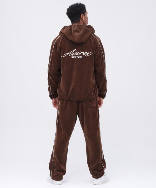 ベロアパーカー AVIREX（アヴィレックス） パーカー VELOUR ZIP PRAKA CURSIVE LOGO