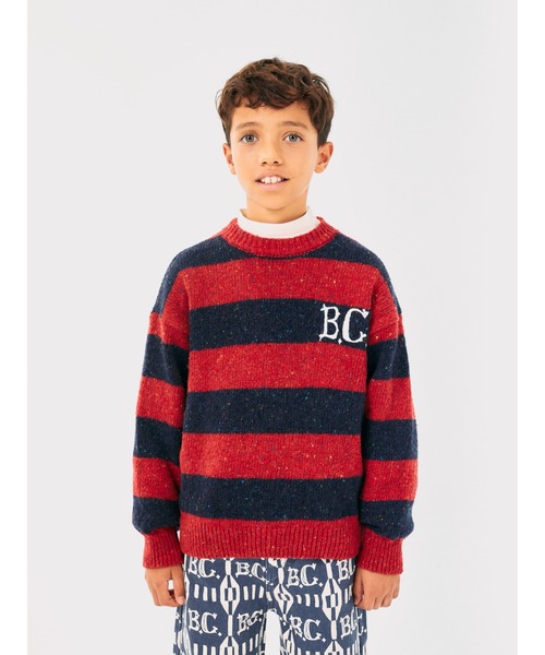 BOBO CHOSES - 編み物 ティーシャツ B.C Vintage stripes jumper キッズ 小わっぱ服 お坊っちゃん うしろ帯 セーター-子ども服、シューズ-ベビー、キッズ、マタニティ