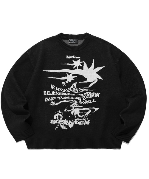 ニット セーター A'GEM/9 × .kom 「NICE GHOST CLUB/ナイスゴーストクラブ」TORNADO LOGO KNIT/トルネード
