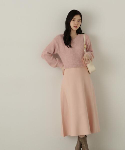 PROPORTION BODY DRESSING ボウタイドッキングニットワンピ PROPORTION BODY DRESSING ワンピース ふわふわラメニット