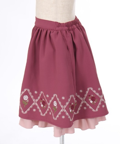 axes femme スカート パネル刺繍ギャザースカート キッズ 子供服 