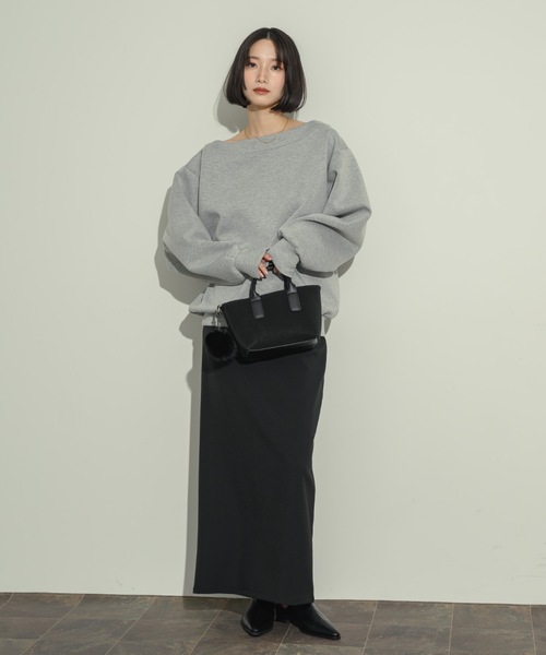 トレーナー スウェット レースワンショルスウェット レディース NEUNA トレーナー スウェット ワンショルカットスウェット