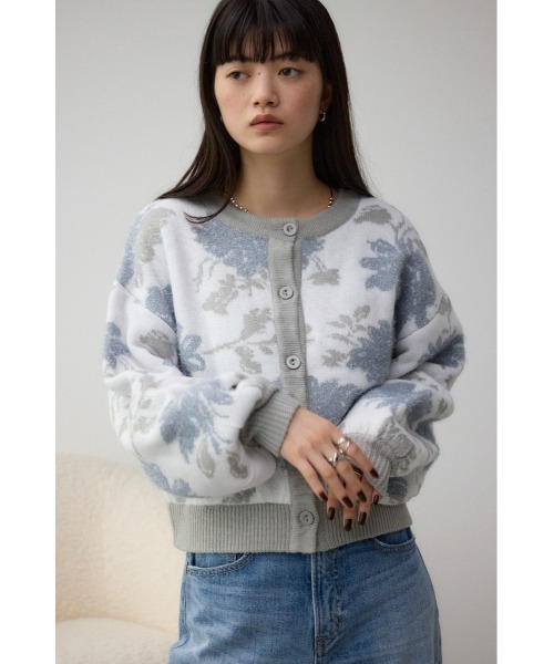 ブルマリン カーディガン 長袖 ニット トップス花柄 ストーン AU850A56 Blumarine - ブルマリン カーディガン 長袖 ニット トップス花柄
