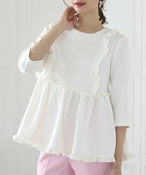 MERAKI ブラウス シャツ フリルペプラムトップス レディース