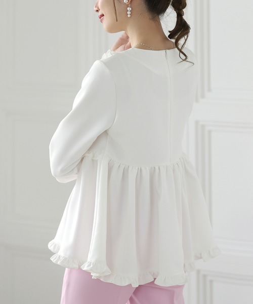 MERAKI ブラウス シャツ フリルペプラムトップス レディース