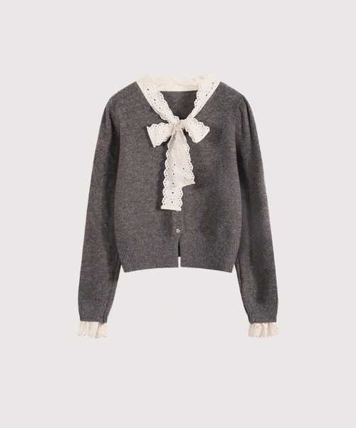 LA POMME petit ラポミ プチ フリルパイピングカーディガン Frill Piping Cardigan/フリルパイピングカーディガン
