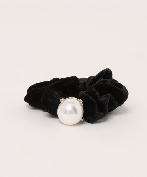 L LABEL（エルラベル） シュシュ パールモチーフ付ベロアシュシュ