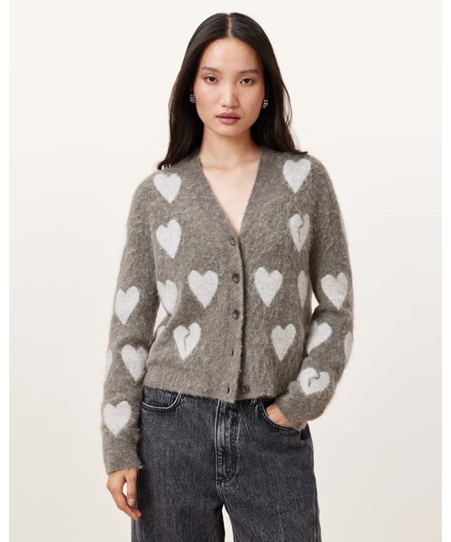 カーディガン AMORA LOVE HEART JACQUARD BRUSHED JUMPER | AMORA ラブ ハート ジャカード ブラッシュ