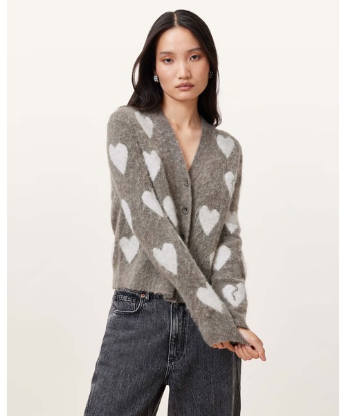 ALLSAINTS（オールセインツ） カーディガン AMORA LOVE HEART JACQUARD
