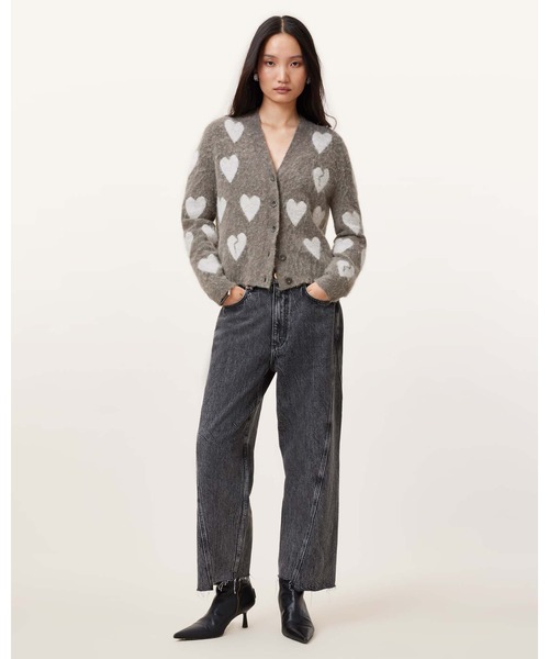 カーディガン AMORA LOVE HEART JACQUARD BRUSHED JUMPER | AMORA ラブ ハート ジャカード ブラッシュ ALLSAINTS カーディガン AMORA LOVE HEART JACQUARD BRUSHED