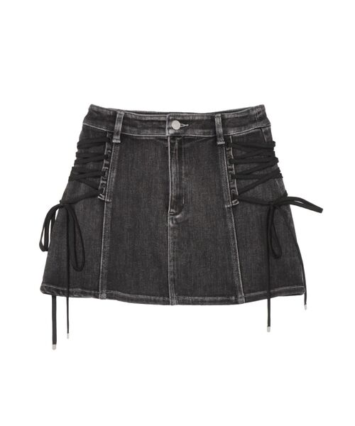 Katie デニム　レースアップ　コルセットスカート　黒 6513_1.jpg
