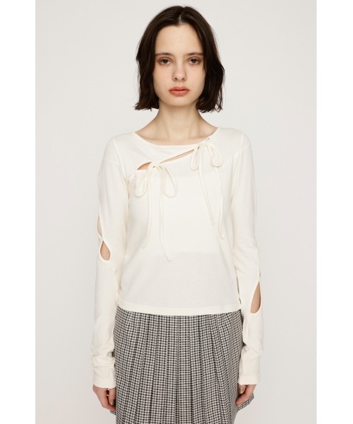 SLY tシャツ CUT OUT RIBBON TOPS カットアウト リボン トップス