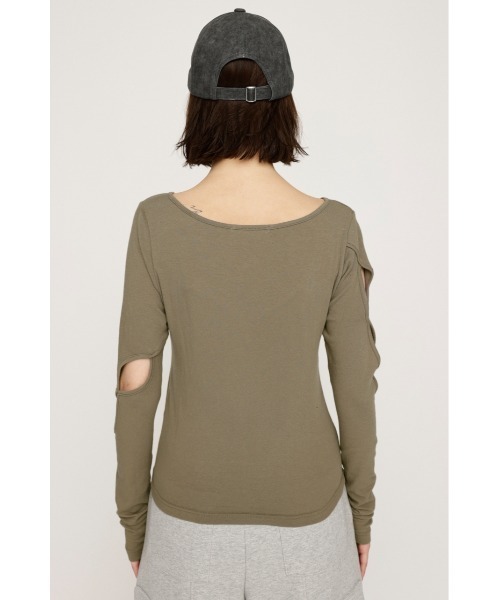 tシャツ カットアウトレイヤードトップ / Cutout Layered Top レディース セットアイテム】レイヤードカットトップス(Tシャツ/カットソー