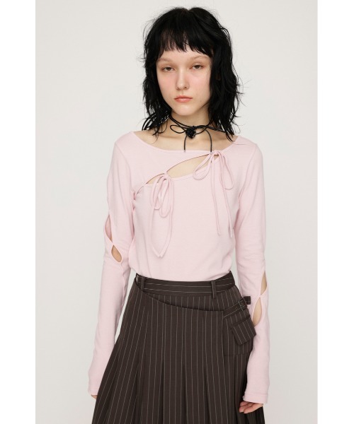 tシャツ CUTWORK RIBON  TOPS/カットワークリボントップス レディース CUTWORK RIBON TOPS/カットワークリボントップス（Tシャツ