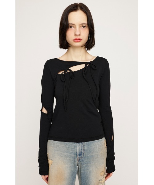 tシャツ カットアウトレイヤードトップ / Cutout Layered Top レディース SLY tシャツ CUT OUT RIBBON TOPS カットアウト リボン トップス