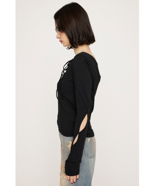 トップス JILTU ribbon tee black SLY | 【LIMITED ITEM】MANYWAY RIBBON KNIT トップス (ニット