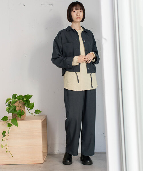 お値下げ　美品　Theory パッチポケット ジャケット ブルゾン ネイビー POU DOU DOU（プードゥドゥ） コート アウター パッチポケット