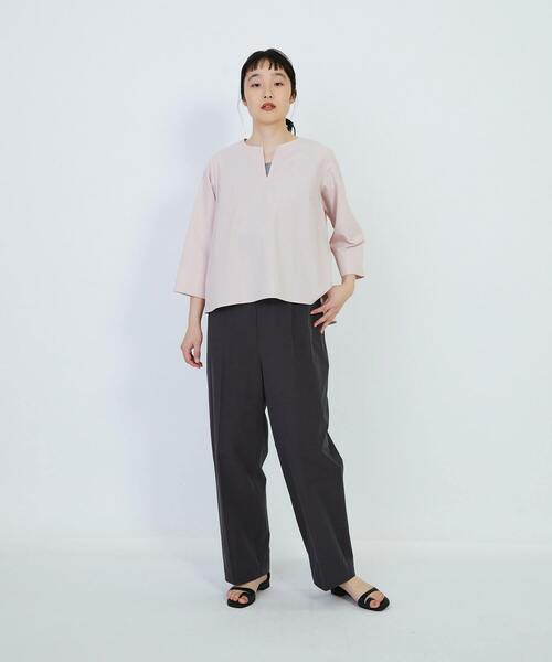 LOISIR ブラウス シャツ コットンブロードAラインブラウス
