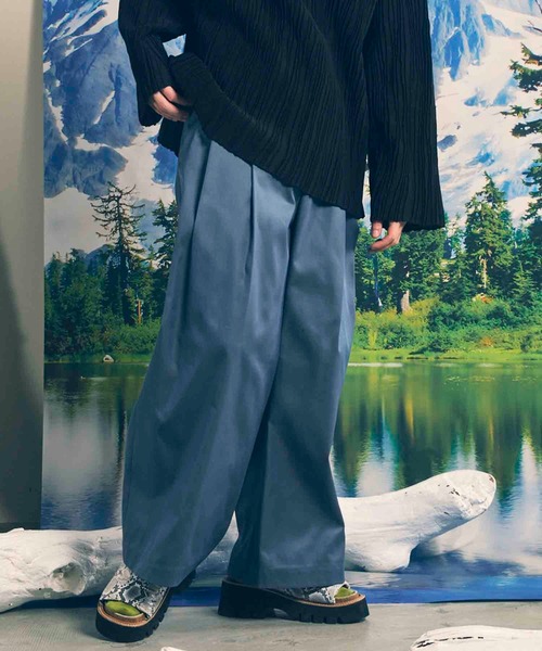 【メゾンスペシャル】120/2/2 スビンコットンツータックパンツ 120/2/2 Suvin Cotton Gabardine Prime-Wide One Tuck Pants