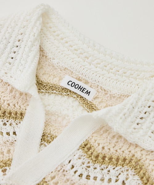 ポロシャツ ポロ 「COOHEM（コーヘン）」ZIGZAG SUKASHI KNIT PULLOVER「WEB・一部店舗限定」「一部別注カラー」/洗え ROPÉ(ロペ) / 【COOHEM（コーヘン）】ZIGZAG SUKASHI KNIT