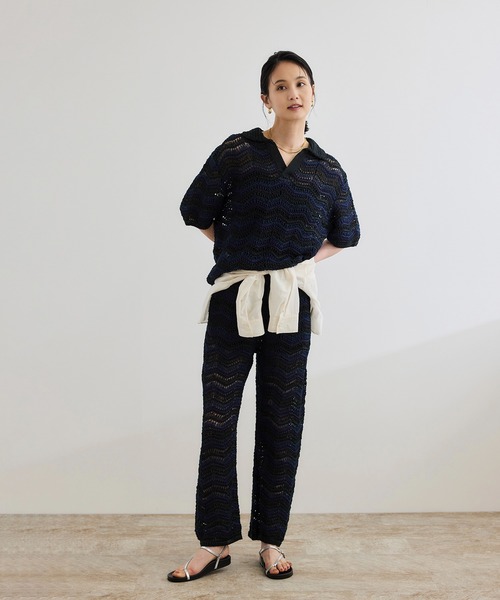 ポロシャツ ポロ 「COOHEM（コーヘン）」ZIGZAG SUKASHI KNIT PULLOVER「WEB・一部店舗限定」「一部別注カラー」/洗え Coohem ポロシャツ ポロ 「COOHEM（コーヘン）」ZIGZAG SUKASHI