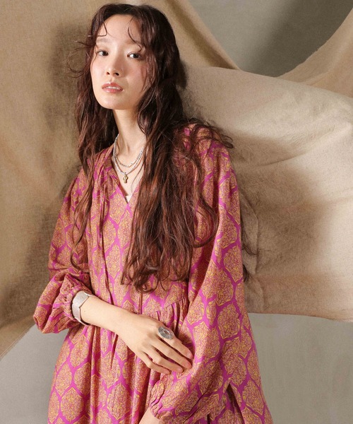 アフリカンプリント　ティアードワンピース Dot＆Stripes CHILD WOMAN（ドットアンドストライプス