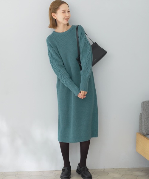 URBAN RESEARCH ROSSO WOMEN」 ニットワンピース FREE グリーン系