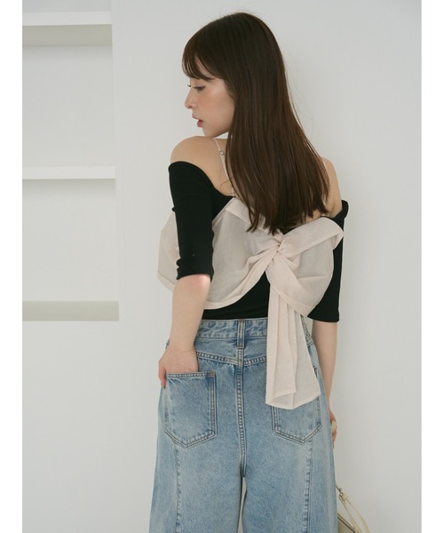 FRAY I.D tシャツ ノットデザインカットコンビトップス