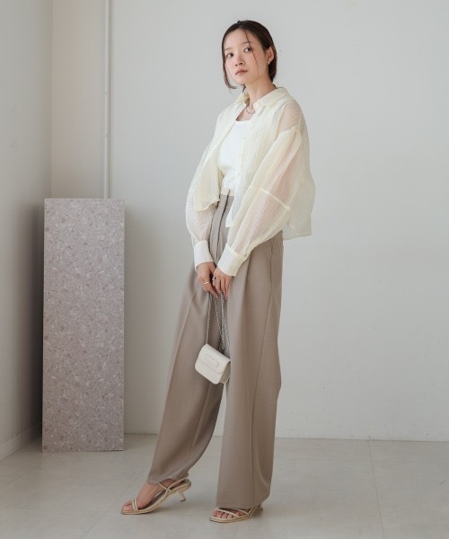 BAB ブラウス シャツ タックスリーブコンパクトシアーシャツ