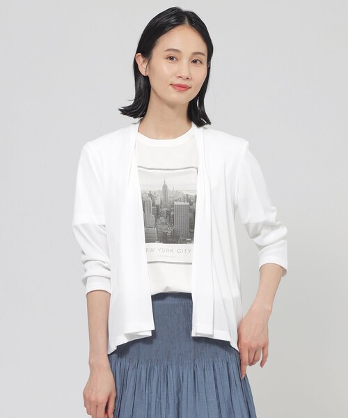 カーディガン 「L」「UV対策」「吸水速乾」「防しわ」「ウォッシャブル」マットフライスジャージロングカーディガン レディース TRANS WORK カーディガン 「L」「UV対策」「吸水速乾」「防しわ