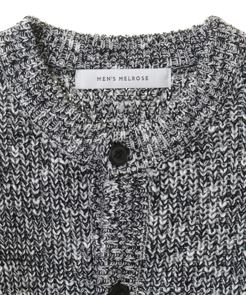 「MEN'S MELROSE」 ニットカーディガン 3 ブラック×ホワイト メンズ_画像4