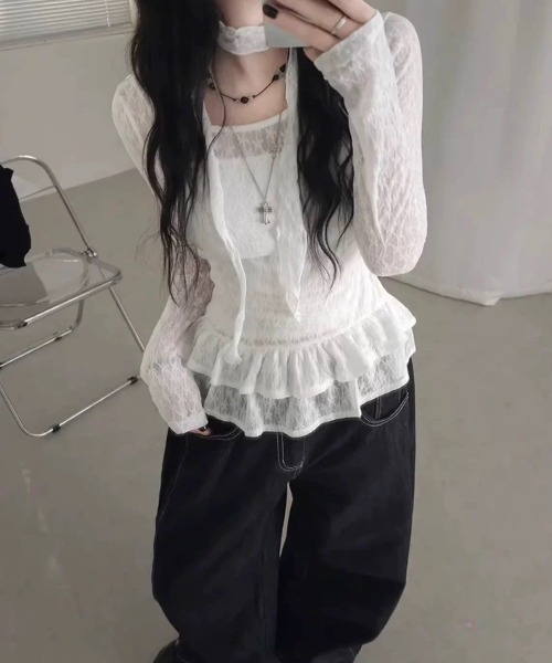 レースフリルブラウス COEL Online Storeヴィンテージレースフリルブラウス(F アイボリー): TOPS