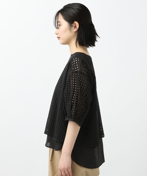 ブラウス シャツ 「natural by clip」カットワークレイヤードブラウス レディース studio CLIP ブラウス シャツ 「natural by clip」カットワーク