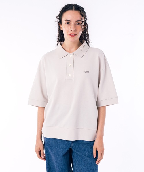 「LACOSTE」 半袖ポロシャツ 40 ストーン レディース