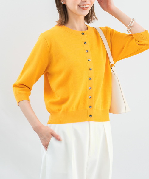 「URBAN RESEARCH ROSSO WOMEN」 ニットカーディガン FREE ベージュ レディース URBAN RESEARCH ROSSO WOMEN」 7分袖ニットカーディガン FREE