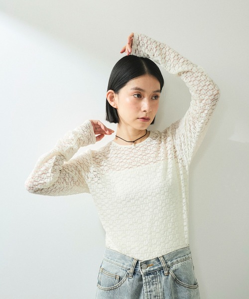 「ADAM ET ROPE'」 長袖カットソー FREE オフホワイト レディース