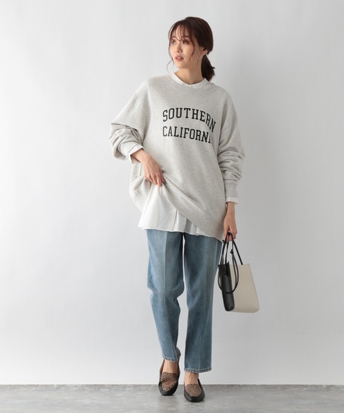 「GLOBAL WORK」 長袖チュニック LARGE ブルー レディース
