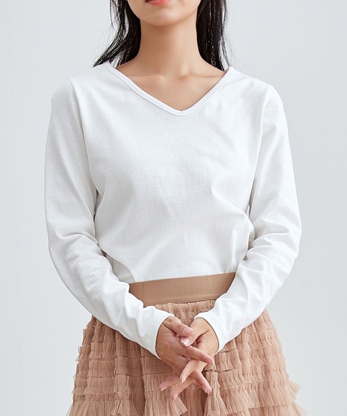 Lace Ladies（レースレディース） tシャツ ソリッドカラー Vネック 