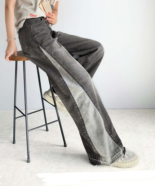 「classicalelf」 加工デニムパンツ LARGE ブラック レディース