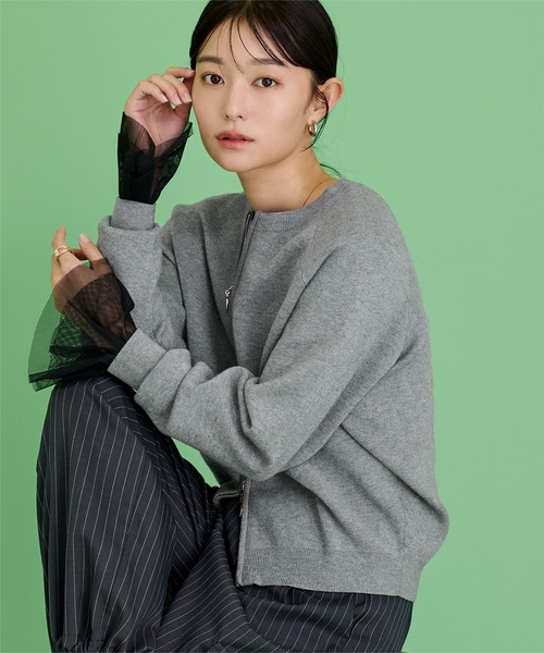 ur's（ユアーズ） カーディガン スウェットライクZIPニット