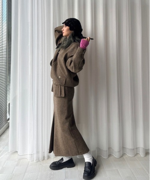 Ameri（アメリ） ブルゾン アウター UND TWEED WORK DETAIL BLOUSON