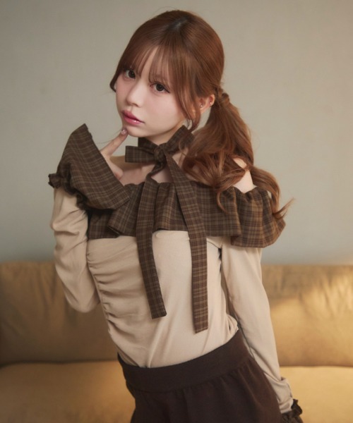 TITTY＆CO.（ティティーアンドコー） tシャツ チェックフリルオフ