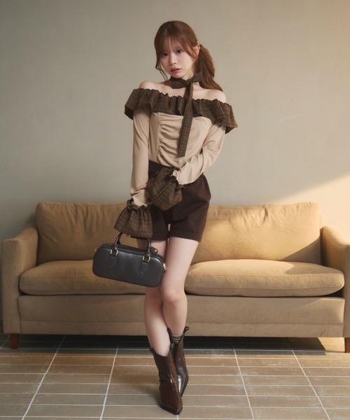 TITTY＆CO.（ティティーアンドコー） tシャツ チェックフリルオフ