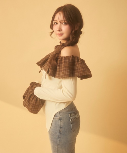 TITTY＆CO.（ティティーアンドコー） tシャツ チェックフリルオフ