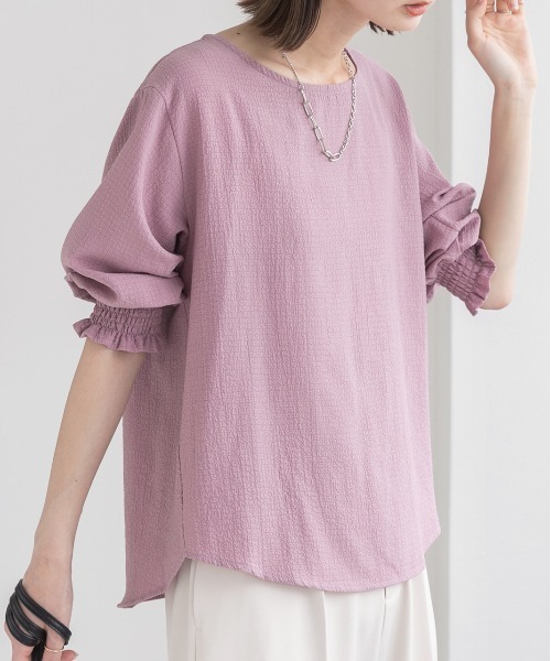 「ad thie」 半袖ブラウス LARGE スモークピンク レディース_画像5