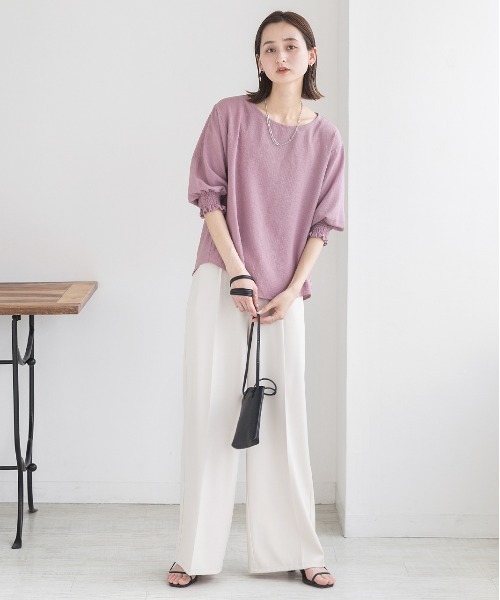 「ad thie」 半袖ブラウス LARGE スモークピンク レディース_画像6