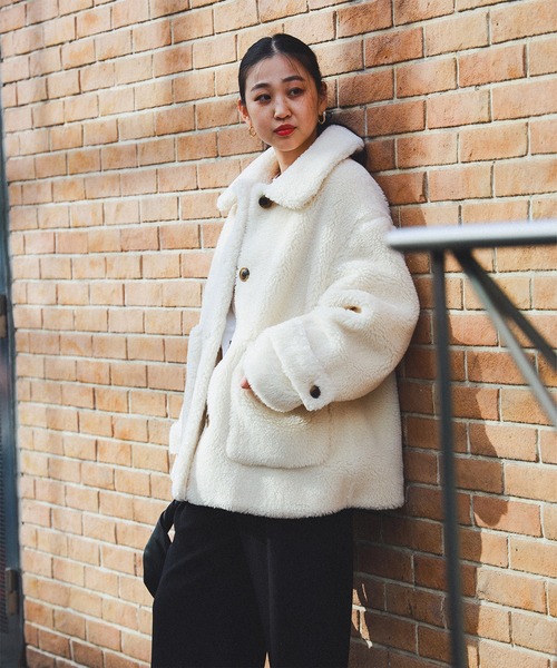 Ray BEAMS（レイ ビームス） コート アウター ボア ビッグ ポケット