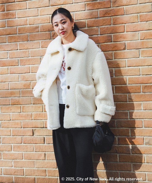 Ray BEAMS（レイ ビームス） コート アウター ボア ビッグ ポケット